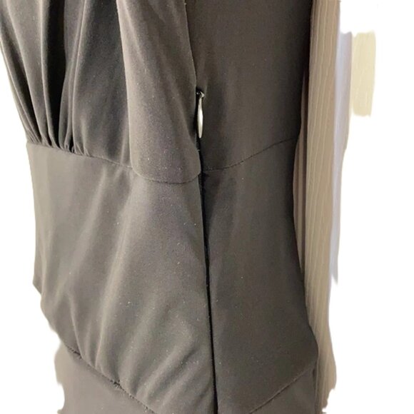 Bisou Bisou Womens Black Drapped Midi V-Neck Rouched Dress – Size 6 – Brand New! - Picture 7 of 16